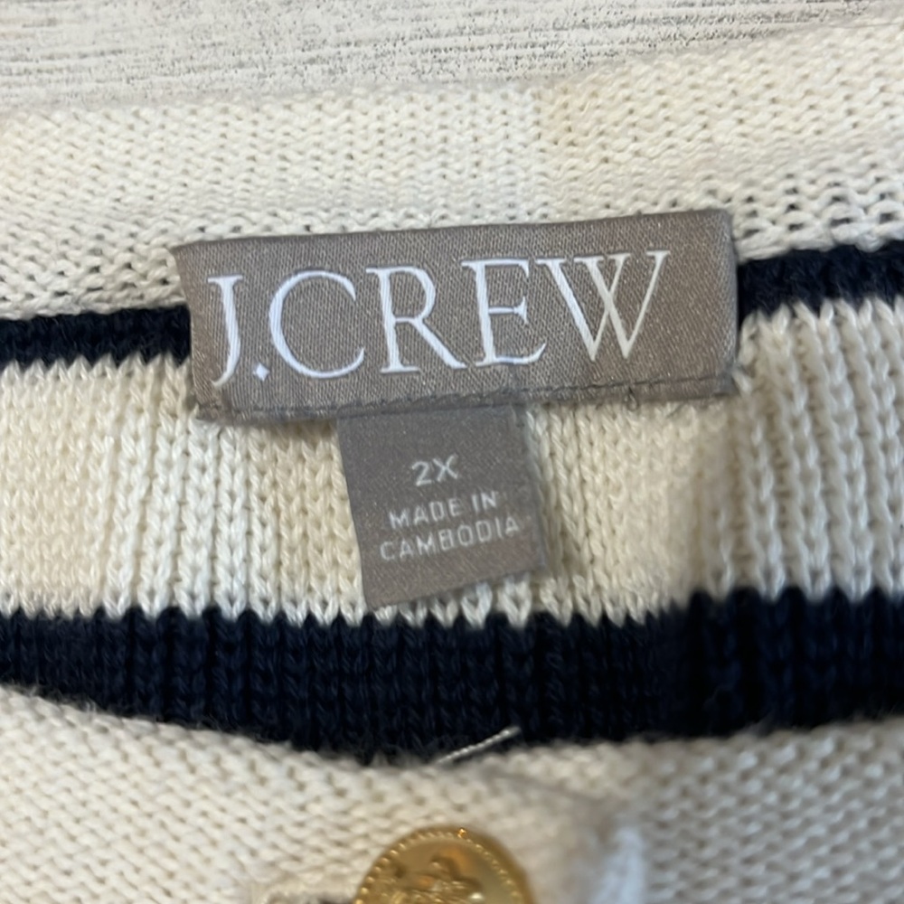 J Crew Striped Cotton Lady Jacket Cardigan Size 2X - Picture 10 of 13